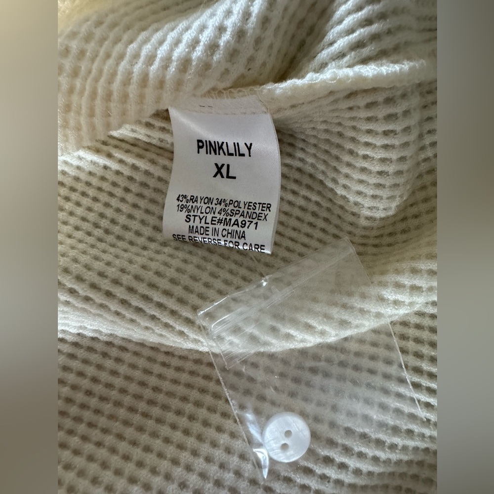 Cream Colored Waffle Pattern Button Down Top By P… - image 6